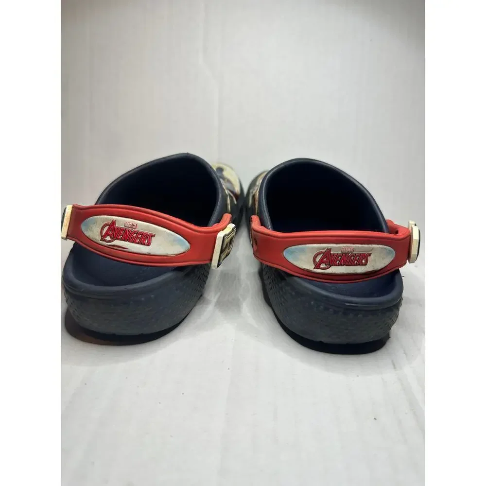 Crocs Kids Youth Size 12 Slip On Round Toe Marvel Avengers Clog Slippers Blue